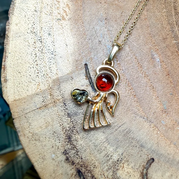 Amber Angel Gold Plated Pendant